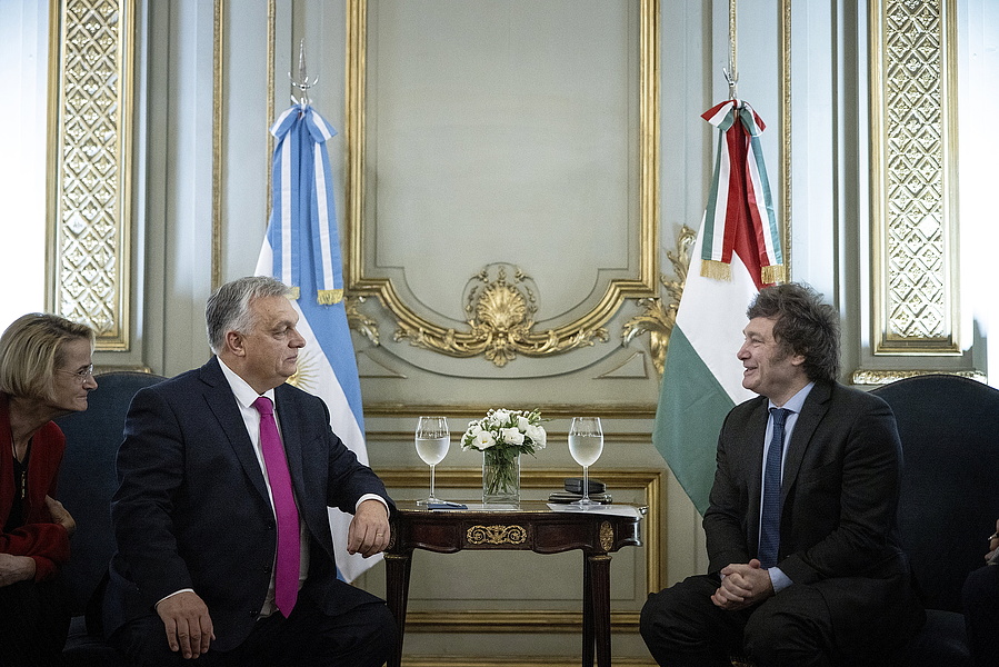 Javier Milei megválasztott argentin elnök és Orbán Viktor kormányfő tárgyalása Buenos Airesben