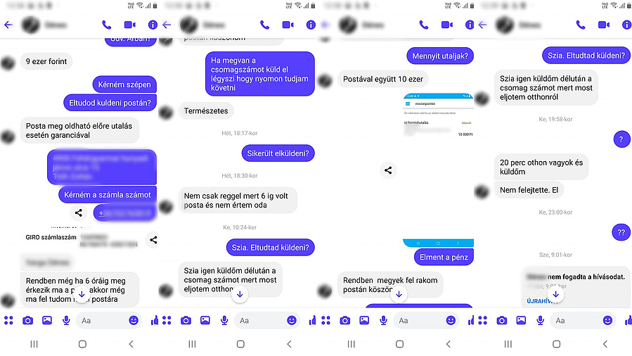 A személyes adatokat kitakartuk - igen, még a csalóknak is vannak személyiségi jogai