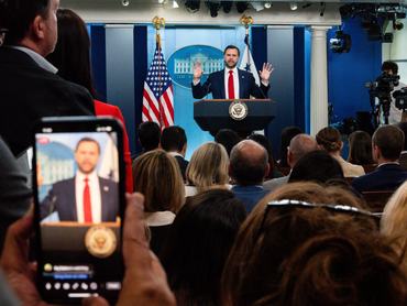 U.S. Vice President JD Vance holds a press briefing at the White House in Washington, D.C., U.S., June 18, 2026. REUTERS/Eric Lee