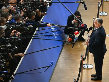 Orbán Viktor sajtótájékoztatót tart az EU brüsszeli székházában 2026. március 19-én