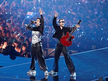 COSMO, representing Austria, performs "Tanzschein" during the dress rehearsal 2 of the Grand Final of the 2026 Eurovision Song Contest, in Vienna, Austria, May 15, 2026. REUTERS/Lisa Leutner