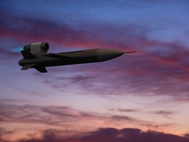 3D model of Ukrainian cruise missile FP-5 "Flamingo" used for a strike on Russia. Digitally Generated Image