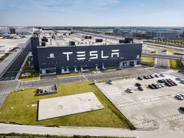 Shanghai, China - August 1, 2020: Exterior view of automobile plant Tesla Gigafactory 3 located in Pudong District, Shanghai, China.
