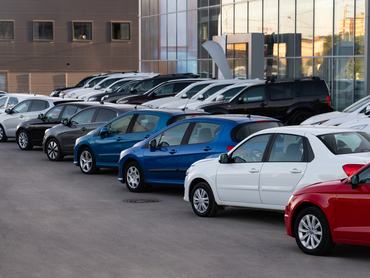 Cars in a row. Used car sales.