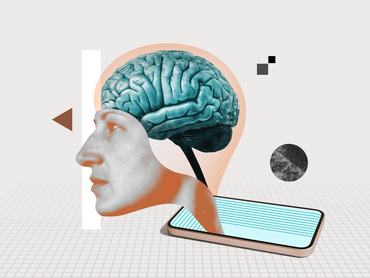 A metaphorical representation of artificial intelligence. Art collage.