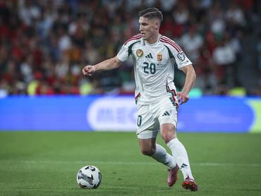 LISBON, PORTUGAL - OCTOBER 14: Roland Sallai of Hungary drives the ball during the FIFA World Cup 2026 qualifier match between Portugal and Hungary at Estadio Jose Alvalade on October 14, 2025 in Lisbon, Portugal. (Photo by Carlos Rodrigues/Getty Images)