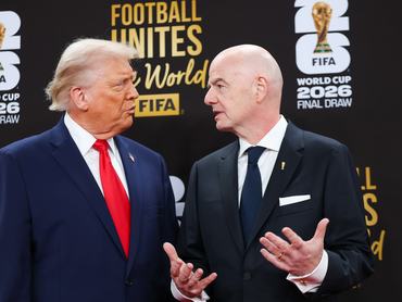 WASHINGTON, DC - DECEMBER 05: FIFA President Gianni Infantino and U.S. President Donald Trump on the red carpet prior the FIFA World Cup 2026 Official Draw at John F. Kennedy Center for the Performing Arts on December 05, 2025 in Washington, DC. (Photo by Tasos Katopodis - FIFA/FIFA via Getty Images)