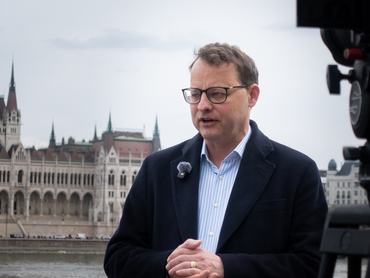 Former Polish deputy justice minister Marcin Romanowski gives an interview to a Polish television crew on the bank of the Danube River in Budapest, Hungary, on April 10, 2026. Romanowski was granted asylum in Hungary in 2024 after leaving Poland amid an investigation into alleged misuse of public funds. (Photo by Mateusz Wlodarczyk/NurPhoto via Getty Images)