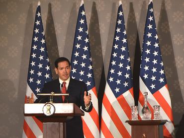 NEW DELHI, INDIA - MAY 24:US Secretary of State Marco Rubio addresses a press conference with Indian External Affairs Minister Subrahmanyam Jaishankar (not seen) at Hyderabad House in New Delhi, India on May 24, 2026. (Photo by Imtiyaz Khan/Anadolu via Getty Images)
