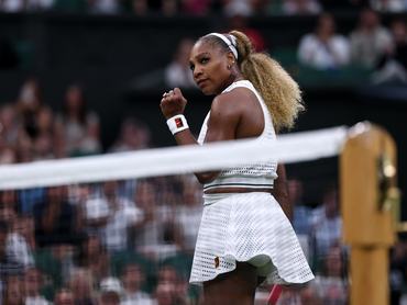 LONDON, ENGLAND - JUNE 30: Serena Williams of United States celebrates against Maya Joint of Australia during their Ladies' Singles first round match on day two of The Championships Wimbledon 2026 at All England Lawn Tennis and Croquet Club on June 30, 2026 in London, England. (Photo by Cameron Spencer/Getty Images)