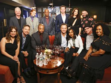 JIMMY KIMMEL LIVE! - "Jimmy Kimmel Live!" airs every weeknight at 11:35 p.m. EDT and features a diverse lineup of guests that include celebrities, athletes, musical acts, comedians and human interest subjects, along with comedy bits and a house band. The guests for Thursday, April 19 included the cast of Walt Disney Television via Getty Images's "Scandal" (Shonda Rhimes, Kerry Washington, Guillermo Diaz, Darby Stanchfield, Katie Lowes, Tony Goldwyn, Jeff Perry, Joshua Malina, Bellamy Young, Scott Foley, Joe Morton, Cornelius Smith Jr. and George Newbern), and musical guest Chaka Khan. (Randy Holmes/Disney General Entertainment Content via Getty Images)(FRONT ROW) KATIE LOWES, GEORGE NEWBERN, CORNELIUS SMITH JR., TONY GOLDWYN, KERRY WASHINGTON, JOSHUA MALINA, SHONDA RHIMES(BACK ROW) JEFF PERRY, DARBY STANCHFIELD, JOE MORTON, SCOTT FOLEY, BELLAMY YOUNG, GUILLERMO DÍAZ