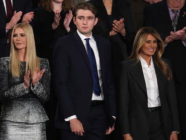 WASHINGTON, DC - FEBRUARY 24: Ivanka Trump (L), Barron Trump and First Lady Melania Trump attend the State of the Union address during a Joint Session of Congress at the U.S. Capitol on February 24, 2026, in Washington, DC. Trump delivered his address days after the Supreme Court struck down the administration's tariff strategy and amid a U.S. military buildup in the Persian Gulf threatening Iran. (Photo by Win McNamee/Getty Images)