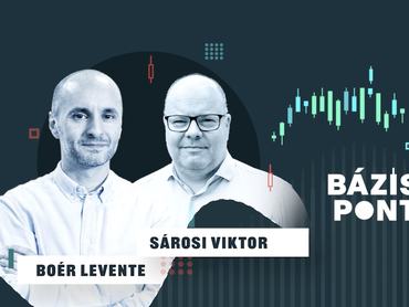 Boér Levente és Sárosi Viktor a Bázispont podcast logója mellett