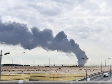 KUWAIT CITY, KUWAIT - MARCH 25: Smoke rises after Iranian-sourced unmanned aerial vehicle (UAV) carried out an attack on a fuel depot at Kuwait International Airport in Kuwait City, Kuwait on March 25, 2026. (Photo by Stringer/Anadolu via Getty Images)