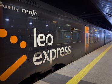 A Leo Express Stadler FLIRT electric multiple unit train, service LE418 to Prague, stands at Krakow Glowny railway station before departure in Krakow, Poland, on May 21, 2026. (Photo by Mateusz Wlodarczyk/NurPhoto via Getty Images)