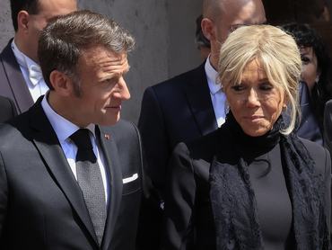 VATICAN CITY, VATICAN - APRIL 10: French President Emmanuel Macron (L) and his wife Brigitte (R) leave after meeting Pope Leo XIV at the Vatican, on April 10, 2026. (Photo by Riccardo De Luca/Anadolu via Getty Images)