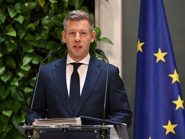 Budapest, 2026. június 13.Magyar Péter miniszterelnök rendkívüli sajtótájékoztatót tart a Miniszterelnökségen 2026. június 13-án.MTI/Purger Tamás