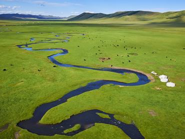 Mongolia, Arkhangai province, yurt nomad camp in the steppe