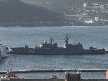 SIMONSTOWN, SOUTH AFRICA - OCTOBER 03:The Russian Navy frigate Neustrashimy, in Simonstown, South Africa. It is reported that the Russian Navy frigate Neustrashimy, accompanied by the replenishment vessel Akademik Pashin, arrived just in time for the SA Navy Festival this weekend. (Photo by Brenton Geach/Gallo Images via Getty Images)