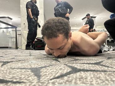 Law enforcement personnel detain Cole Tomas Allen, a suspect in the shooting incident at the White House Correspondents' Association dinner, in Washington, D.C., U.S. April 25, 2026. DONALD J TRUMP via Truth Social/Handout via REUTERS    THIS IMAGE HAS BEEN SUPPLIED BY A THIRD PARTY. NO RESALES. NO ARCHIVES. MANDATORY CREDIT. REFILE - ADDING NAME OF THE SUSPECTED SHOOTER  VERIFICATION: Reuters was able to verify the location from flooring and windows that match corroborating footage. Date confirmed from the government statement of the incident. No old results were posted online before April 25. FBI confirmed that National Capital Response Squad has responded to a shooting at the Washington Hilton and added that the subject is in custody.     TPX IMAGES OF THE DAY