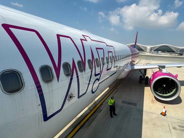 WizzAir Airbus A321neo plane at Abu Dhabi International Airport Abu Dhabi, United Arab Emirates on December 2, 2023. (Photo by Jakub Porzycki/NurPhoto via Getty Images)